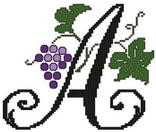 ABC Designs Grapes Vines Alphabet Embroidery Cross Stitch Designs