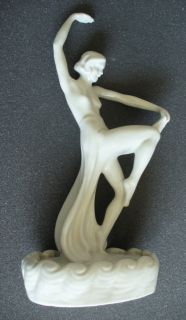 Cowan vintage art pottery flower frog figurine dancing girl with scarf