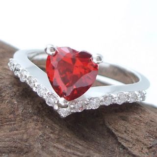  cz 925 silver ring 8 5 rings cubic zirconia heart crown wrap red cz