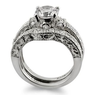 Cubic Zirconia Round Bridal Wedding Set Sterling Silver New Engagement