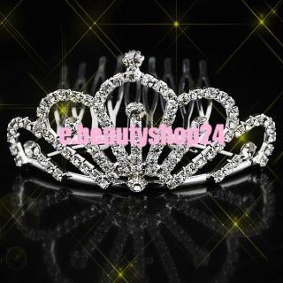 Wedding Bridal Pageant Rhinestone Crystal Crown Tiara 5 x 8cm