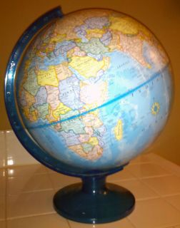 George F. Cram Quality Globe, 12 Globe, Blue Plastic Base, Excellent