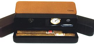 Csonka Cigar Pocket Travel Humidor Black Ceder Bottom Accessories