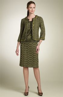 St. John Collection Fringe Trim Jacket & Skirt with Charmeuse Shell