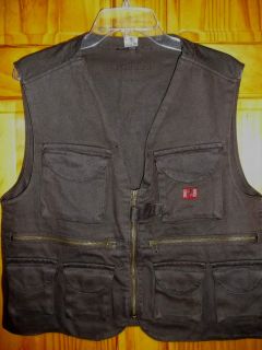 Crazy Horse Heavyweight Brown Twill 9 Pocket Fishing Hunting Vest Mens