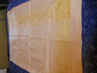 Vintage Damask Linen Tablecloth & 12 Napkins Made In Belgium
