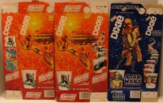 lot of 3 empty star wars dixie cup boxes fn condition