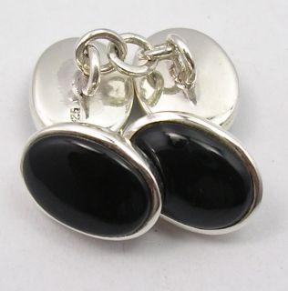 925 Solid Silver Black Onyx New Cufflinks 1 4cm Jewelry