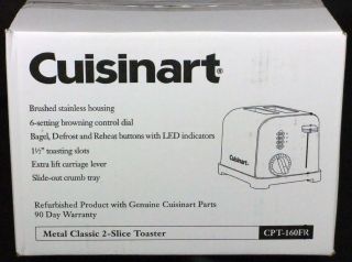 Cuisinart CPT 160 2 Slice Metal Classic Toaster Brushed Stainless