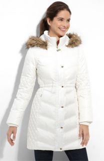 GUESS Faux Fur Trim Quilted Anorak