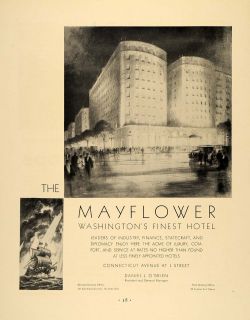 1930 Ad Washington Mayflower Hotel Daniel J OBrien Original