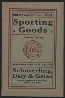 1921 Schoverling Daly Gales Sporting Goods Catalog