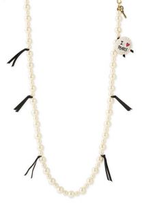 Betsey Johnson Iconic Collection Long Faux Pearl Necklace