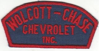 1950s Wolcott Chase Chevrolet Inc Uniform Patch Dansville NY