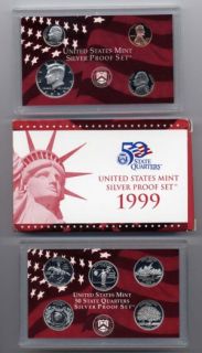 1999 U s 9 Coin Silver Proof Set in Original Packaging