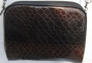 Shoulder Bag Handbag Rich Dark Brown Mock Croc Gator Cross Body