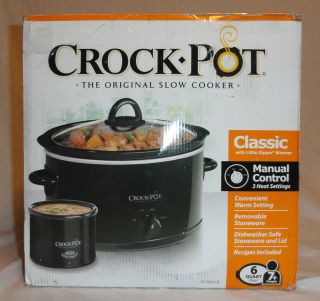 Crockpot Classic 6qt with Little Dipper Warmer Black SCV603 B New