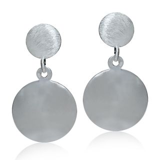925 Sterling Silver Double Textured Circle Dangle Post Earrings dcqp