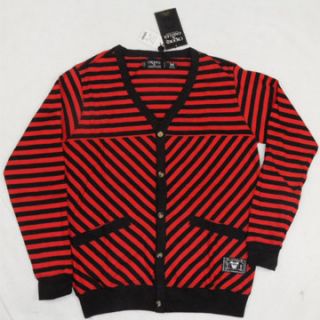 Crooks and Castles Foul and Flagarant Mens Striped Cardigan in Red Sz