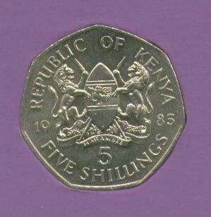 1985 Kenya 5 Shillings Daniel Toroitich Arap Moi Coin