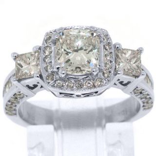 Carat Womens 3 Stone Past Present Future Diamond Ring Cushion Cut