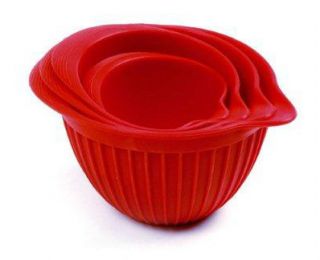NORPRO Silicone Mixing/Prep Bowls 4 Piece Set Red