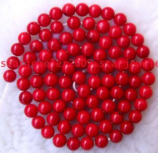 4mm Beautiful Red Ocean Coral Round Gemstone Beads 16