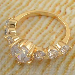 Brilliant 9K Gold Filled CZ Womens WEDDING Ring size 6 5 R372