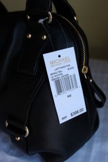 NWT Michael Kors Lattington Satchel bag Purse Leather, Large, Black $