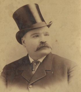 Cabinet Photo Dapper Gentleman Top Hat Thick Mustache