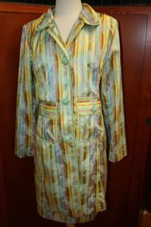 Cynthia Steffe Print Skirt Long Jacket Trench Coat Set Suit 10