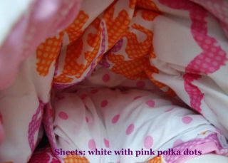 Twin Cynthia Rowley Damask Comforter Sheets Pink Orange Bed in Bag 5P