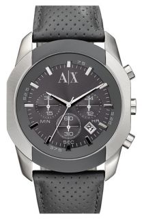 AX Armani Exchange Chronograph Leather Strap Watch