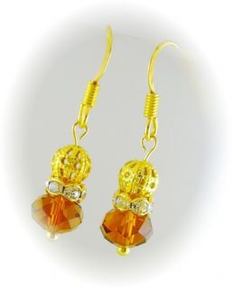 Artisan Petite Rondelle Crystal Drop Earrings 7 Colors LDC Designs