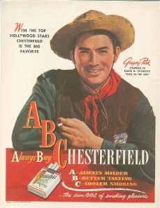 Gregory Peck Cigarette Magazine Ad Vintage Chesterfield