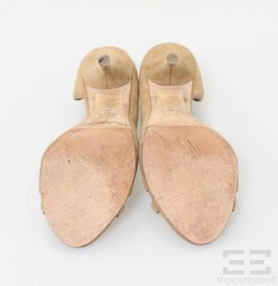 BCBG Max Azria Tan Suede Open Toe DOrsay Heels Size 5 5