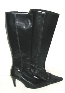Eric New York knee high black leather boots made in Italy size 36 (US