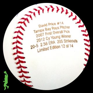 David Price  1 Pick Signed Auto 2012 CY Young Award Baseball Ball
