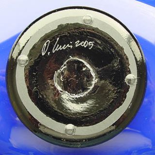 Signed DAVID GARCIA Blue & Green Two Tone Oval Art Glass Bowl