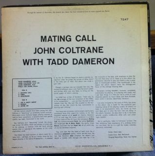JOHN COLTRANE & TADD DAMERON mating call LP VG PR 7247 RVG Van Gelder