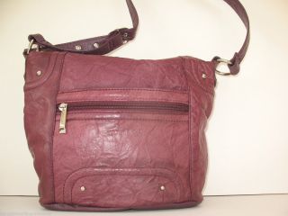 STONE & CO NICE DOUBLE ENTRY PURPLE CRINKLE DISTRESSED LEATHER
