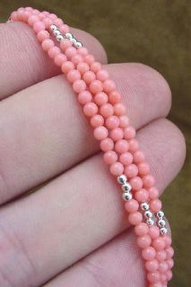 Native American Navajo Indian Pink Coral Bead Necklace