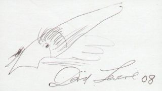 David Levine Signed w Original Sketch on 3x5 Card
