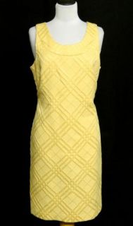 Evan Picone Size 12 L Career Butter Yellow Sheath Lined Lattice
