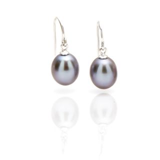 sterling silver freshwater grey pearl drop earrings