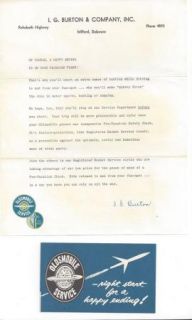  OLDSMOBILE Service Letter ~ I.G. Burton Rehoboth Hwy Milford Delaware
