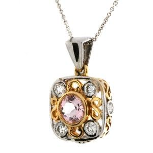 Jane Wullbrandt 18K Gold Pink Morganite Diamond Pendant