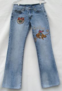 Western Denim Bank Rodeo Embroidered Boot Cut Jeans Womens Sz 27 x 29