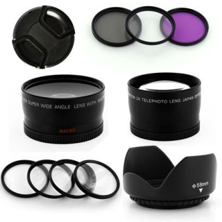 58mm Pro Lens Filters Hood Kit for Canon EOS XT XSi XTi XS T1i T2i T3i