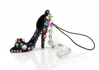 50 Crystal High heel Shoes Keychain with Pearl Strand Pendant